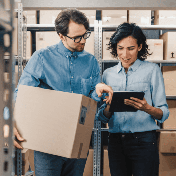 Two Employee Tracking Mail Delivery